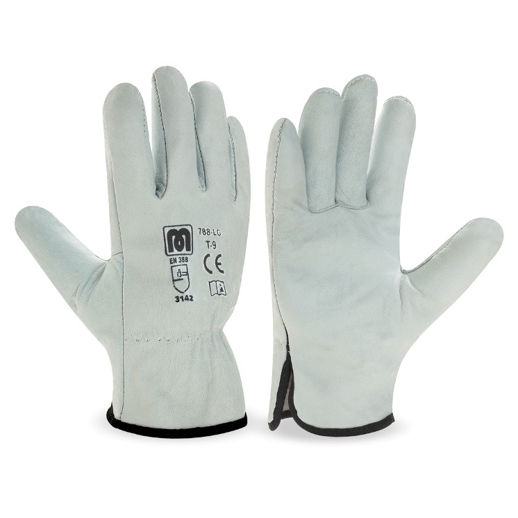Guante tipo conductor flor vacuno natural con ribete 788-LG - Referencia 788-LG